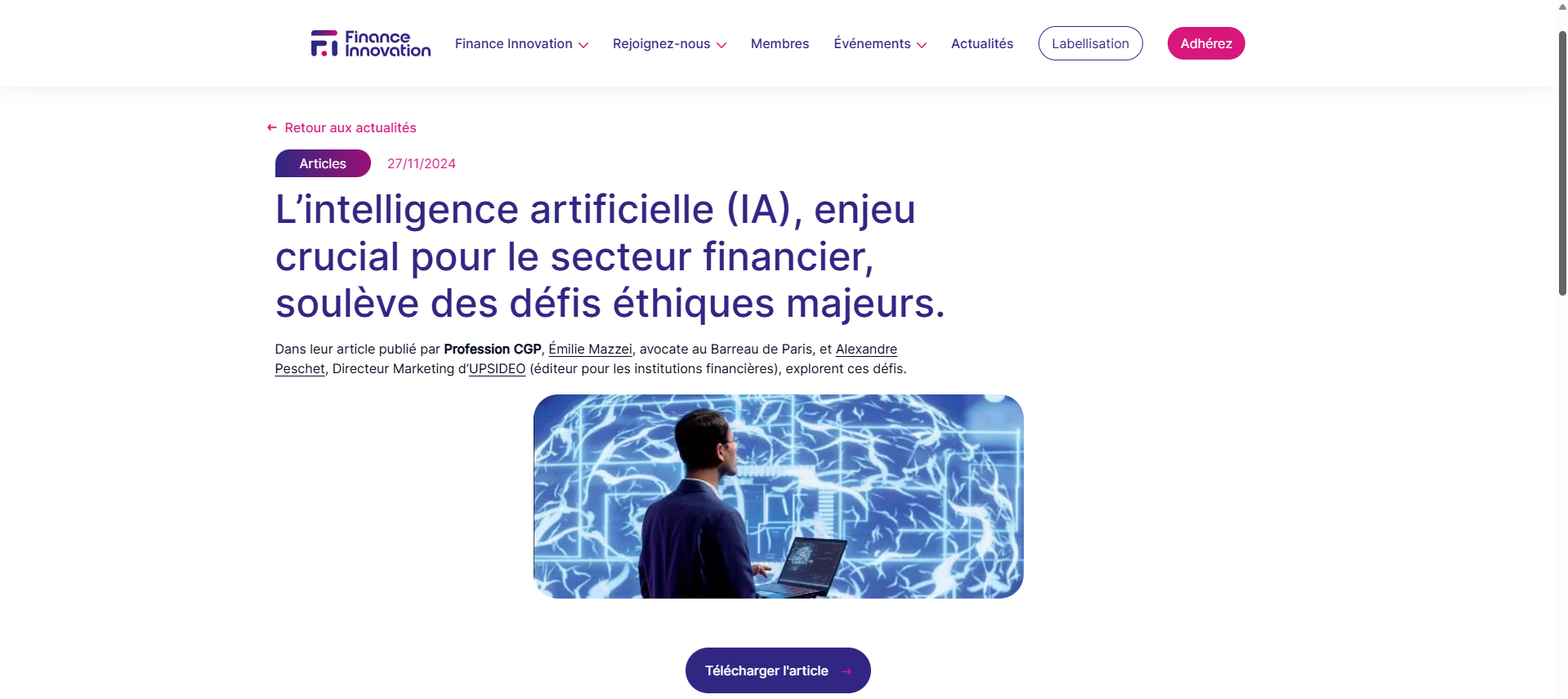 L’Intelligence Artificielle (IA), enjeu crucial pour le secteur financier